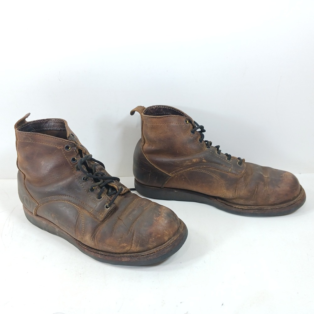 Vintage Origin Maine Mens Bison Leather Work Boots Brown Made in USA Size 12D - Picture 5 of 8